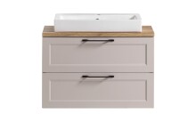 Waschtisch >Lyon< in Wotaneiche, Kaschmir, MDF - 80x63x47cm (BxHxT)