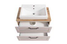 Waschtisch >Lyon< in Wotaneiche, Kaschmir, MDF - 80x63x47cm (BxHxT)