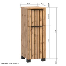 Unterschrank >Nizza< in Wotaneiche-Dekor - 30x79x35cm (BxHxT)