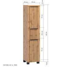 Midischrank >Nizza< in Wotaneiche - 30x130x35cm (BxHxT)