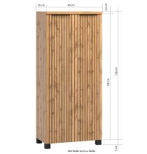 Midischrank >Nizza< in Wotaneiche-Dekor - 60x130x35cm (BxHxT)