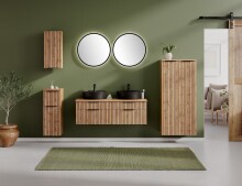 Rahmenspiegel-rund >Nizza< in schwarz, Metall - 60x60cm (BxH)