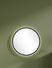 Rahmenspiegel-rund >Nizza< in schwarz, Metall - 60x60cm (BxH)