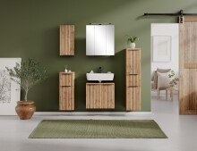 Badezimmerspiegelschrank >Nizza< in Wotaneiche-Dekor - 60x64x20cm (BxHxT)