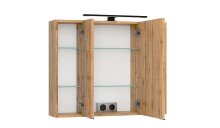 Badezimmerspiegelschrank >Nizza< in Wotaneiche - 80x64x20cm (BxHxT)