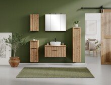 Badezimmerspiegelschrank >Nizza< in Wotaneiche - 80x64x20cm (BxHxT)