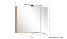 Badezimmerspiegelschrank >Nizza< in Wotaneiche - 80x64x20cm (BxHxT)