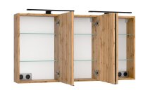 Badezimmerspiegelschrank >Nizza< in Wotaneiche-Dekor - 120x64x20cm (BxHxT)