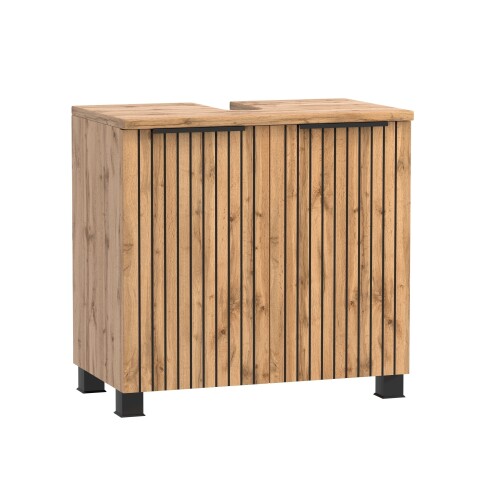 Waschbeckenunterschrank >Nizza< in Wotaneiche-Dekor - 60x54x35cm (BxHxT)