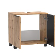 Waschbeckenunterschrank >Nizza< in Wotaneiche-Dekor - 60x54x35cm (BxHxT)