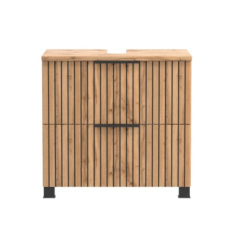Waschbeckenunterschrank >Nizza< in Wotaneiche-Dekor - 60x54x35cm (BxHxT)