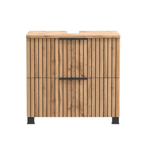 Waschbeckenunterschrank >Nizza< in Wotaneiche-Dekor - 60x54x35cm (BxHxT)