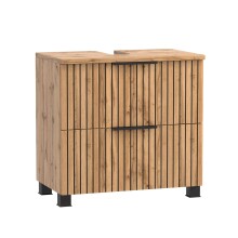 Waschbeckenunterschrank >Nizza< in Wotaneiche-Dekor - 60x54x35cm (BxHxT)