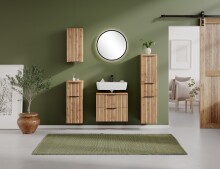 Waschbeckenunterschrank >Nizza< in Wotaneiche-Dekor - 60x54x35cm (BxHxT)