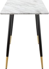 Küchentisch >Hårek< schwarz / gold, Tischplatte in Weiß, MDF - 120x76x60cm (BxHxT)