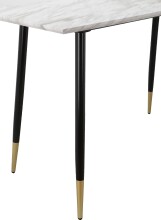 Küchentisch >Hårek< schwarz / gold, Tischplatte in Weiß, MDF - 120x76x60cm (BxHxT)