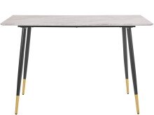 Küchentisch >Hårek< schwarz / gold, Tischplatte in Weiß, MDF - 120x76x60cm (BxHxT)
