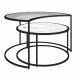 Satztisch >Halvor< (2er-Set) schwarz und weiß, MDF/Glas/Metall - 78x45x62cm (BxHxT)