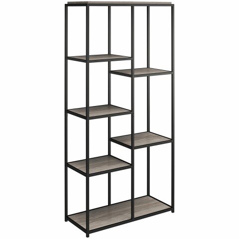 Bücherregal >Ulva< in Grau - 86x180x36 (BxHxT)