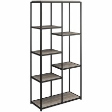 Bücherregal >Ulva< in Grau - 86x180x36 (BxHxT)