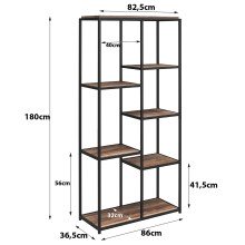 Bücherregal >Ulva< in Grau - 86x180x36 (BxHxT)