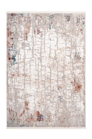 Teppich >Akropolis< in Grau / Lachsrosa, 100% Polyester - 150x80cm (LxB)
