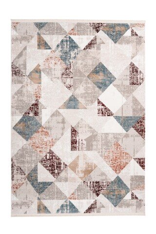 Teppich >Akropolis< in Grau / Lachsrosa, 100% Polyester - 150x80cm (LxB)