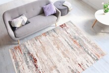 Teppich >Akropolis< in Grau / Lachsrosa, 100% Polyester - 180x120cm (LxB)