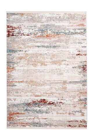Teppich >Akropolis< in Grau / Lachsrosa, 100% Polyester - 150x80cm (LxB)