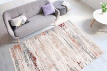 Teppich >Akropolis< in Grau / Lachsrosa, 100% Polyester - 150x80cm (LxB)