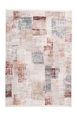 Teppich >Akropolis< in Grau / Lachsrosa, 100% Polyester - 150x80cm (LxB)