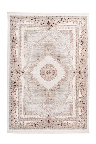 Teppich >Akropolis< in Grau / Lachsrosa, 100% Polyester - 180x120cm (LxB)