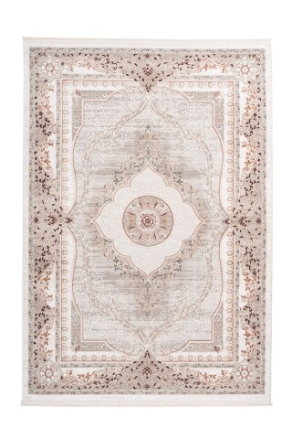 Teppich >Akropolis< in Grau / Lachsrosa, 100% Polyester - 150x80cm (LxB)