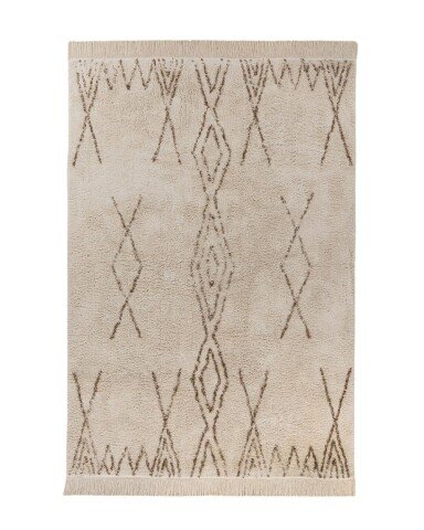 Teppich >Alena< in Creme / Braun, 100% Baumwolle - 150x80cm (LxB)