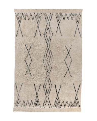 Teppich >Alena< in Creme / Schwarz, 100% Baumwolle - 230x160cm (LxB)