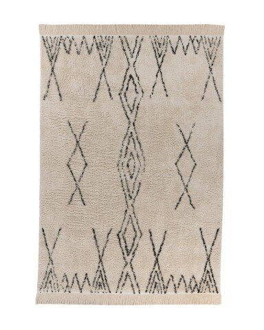 Teppich >Alena< in Creme / Schwarz, 100% Baumwolle - 290x200cm (LxB)