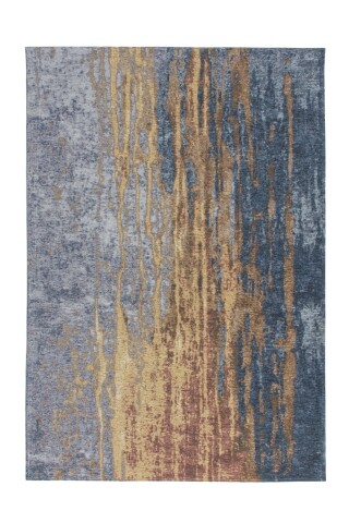 Teppich >Blaze< in Beige / Blau, 75% Polyester / 25% Baumwolle - 170x115cm (LxB)