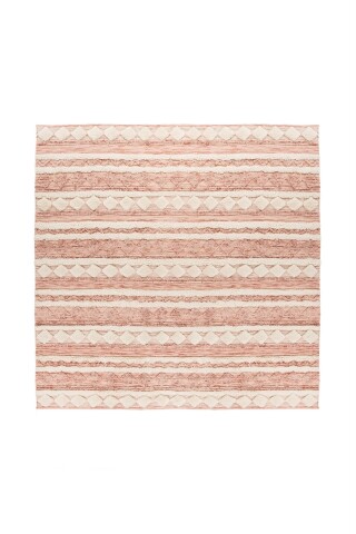Teppich >Bohist< in Rosa / Creme, 90% Wolle / 10% Baumwolle - 200x200cm (LxB)