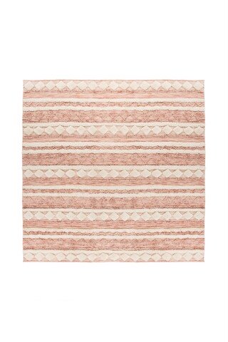 Teppich >Bohist< in Rosa / Creme, 90% Wolle / 10% Baumwolle - 200x200cm (LxB)
