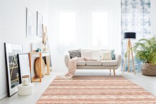 Teppich >Bohist< in Rosa / Creme, 90% Wolle / 10% Baumwolle - 200x200cm (LxB)