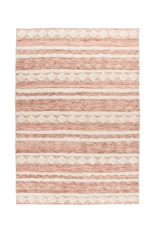 Teppich >Bohist< in Rosa / Creme, 90% Wolle / 10% Baumwolle - 290x200cm (LxB)