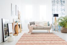 Teppich >Bohist< in Rosa / Creme, 90% Wolle / 10%...