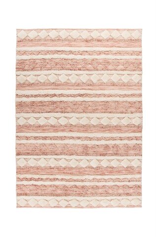 Teppich >Bohist< in Rosa / Creme, 90% Wolle / 10% Baumwolle - 150x80cm (LxB)