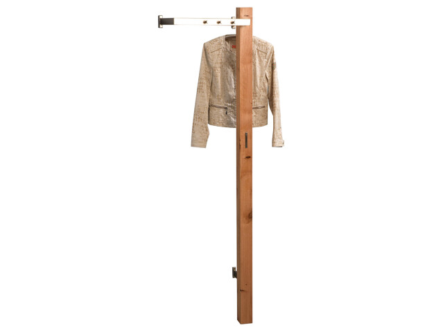 Wandgarderobe >Gusmu< in Wildeiche aus Massivholz Metall - 48x190x35cm (BxHxT)