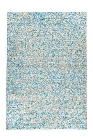 Teppich >Finish< in Türkis / Gold, 100% Leder - 170x120cm (LxB)