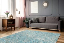 Teppich >Finish< in Türkis / Gold, 100% Leder - 170x120cm (LxB)