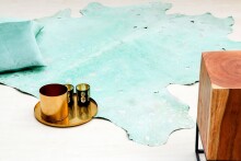 Fellteppich >Fly< in Lapisblau / Silber, 100% Leder - 260x200cm (LxB)