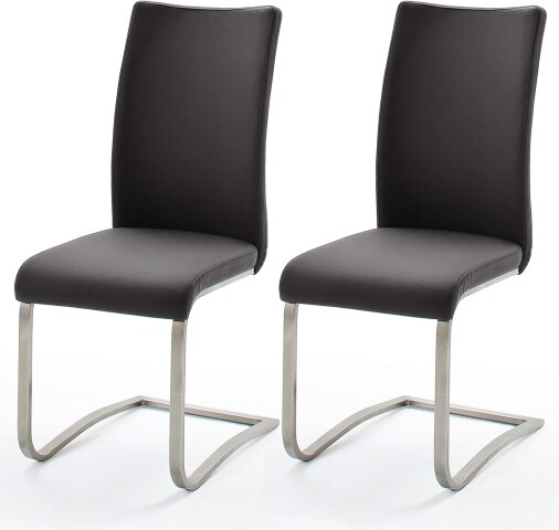 Schwingstuhl "Muvo II" (2er Set) Echtleder Schwarz