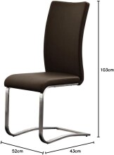 Esszimmerstuhl >Muvo II< (2er Set) in Braun aus Echtleder - 43x103x52cm (BxHxT)