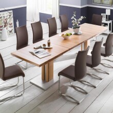 Esszimmerstuhl >Muvo II< (2er Set) in Braun aus Echtleder - 43x103x52cm (BxHxT)